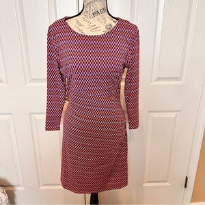 NANTUCKET RED Ellie‎ Kai Blur Red Geometric Women’s Long Sleeve Dress Size 6